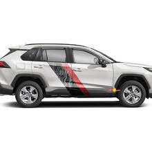 Autocollants Vinyle Bandes Latérales Style Carte Topographique Pour Toyota RAV4 2019-2025 3