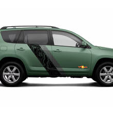 Autocollants Vinyle Bandes Latérales Style Carte Topographique Pour Toyota RAV4 2006-2012 2