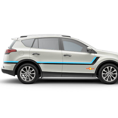 Autocollants Vinyle Rayures Jumelles Latérales de Porte Pour Toyota RAV4 2013-2018