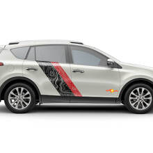 Autocollants Décoratifs Vinyle Bandes Latérales Style Carte Topographique Pour Toyota RAV4 2013-2018 3