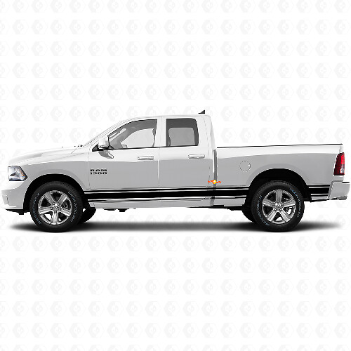 Autocollant vinyle latéral à bandes droites pour bas de caisse pour Dodge Ram 1500 2011-2018