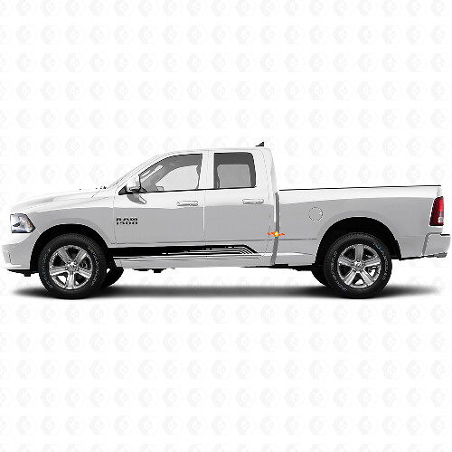 Autocollant Vinyle Graphique de Marchepied avec Bandes Courbées pour Porte Dodge Ram 1500 2011-2018