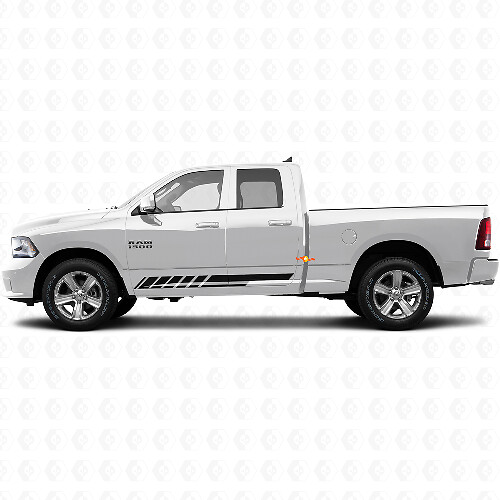 Autocollant Vinyle Graphique Rayures à Damier Latérales Bas de Caisson de Porte pour Dodge Ram 1500 2011-2018