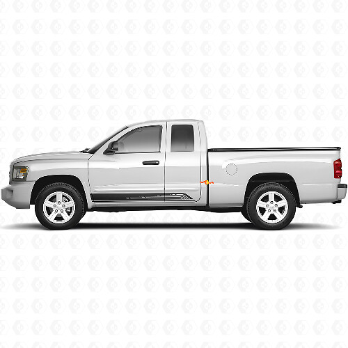 Autocollant Vinyle Graphique de Bas de caisse à Bandes Courbées pour Porte Dodge Dakota 2005-2011