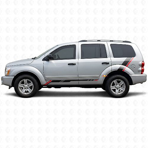 Autocollant Vinyle Latéral Bas de Caisse Rayures Carrelées pour Dodge Durango 2004-2009 1