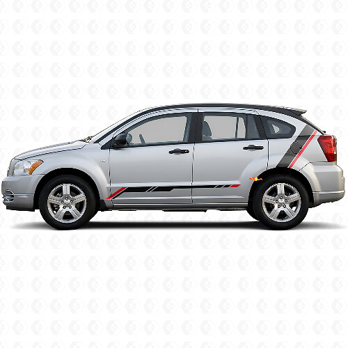 Autocollant Vinyle Double Bandes Latérales Arrière pour Bas de Porte pour Dodge Caliber 2007-2012 1