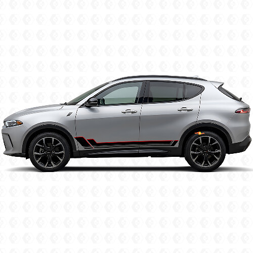 Kit d'autocollants vinyle bandes jumelles pour bas de caisse Dodge Hornet 2023+ 1