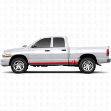 Autocollant en vinyle à fines bandes montagnes pour bas de caisse Dodge Ram 1500 2002-2008 3