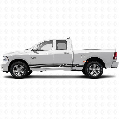Autocollant en vinyle à rayures courbes entremêlées pour panneau latéral Dodge Ram 1500 2011-2018 1
