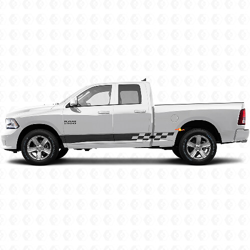Décalcomanie en vinyle à rayures à damier pour bas de caisse Dodge Ram 1500 2011-2018 1