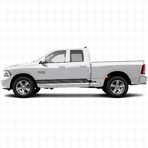 Autocollant en vinyle de bas de caisse à rayures courbes pour porte Dodge Ram 1500 2011-2018 1