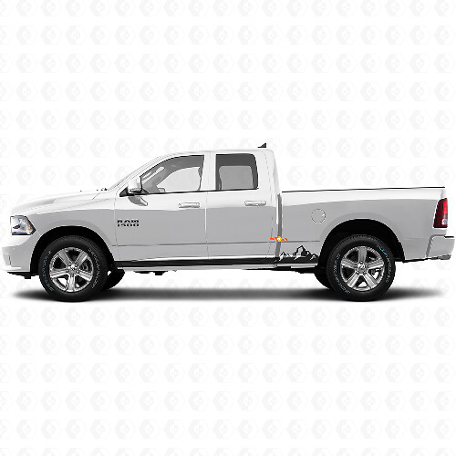 Autocollant en vinyle à fines rayures « Mountains » pour panneau latéral de Dodge Ram 1500 2011-2018