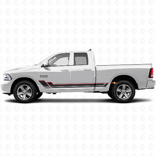 Kit de décalcomanie vinyle à bandes jumelles pour panneaux latéraux pour Dodge Ram 1500 2011-2018 1