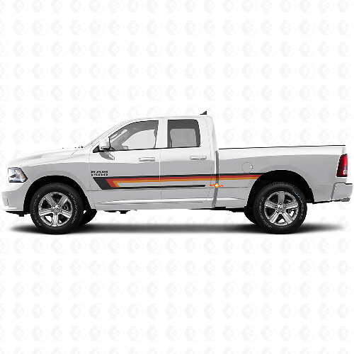 Autocollant vinyle à triples bandes latérales pour porte Dodge Ram 1500 2011-2018 1