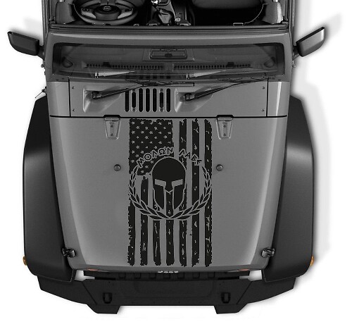 Autocollant en vinyle capot Casque Spartiate Drapeau USA Molon Labe pour Jeep Wrangler