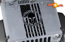 Autocollant en vinyle capot Casque Spartiate Drapeau USA Molon Labe pour Jeep Wrangler_2