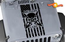 Autocollant Vinyle Capuche Crâne Drapeau Américain Vieilli Molon Labe pour Jeep Wrangler_2