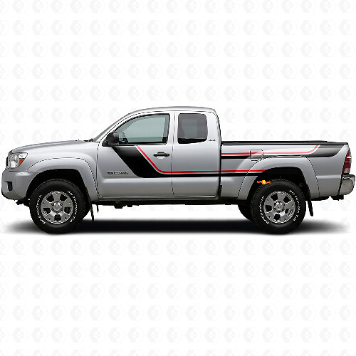 Kit de décalcomanies en vinyle à doubles bandes pour portes et côtés arrière pour Toyota Tacoma 2004-2015 1