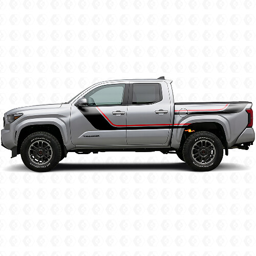 Kit de décalcomanies vinyle à bandes jumelles pour porte et côté arrière pour Toyota Tacoma 2023+ 1