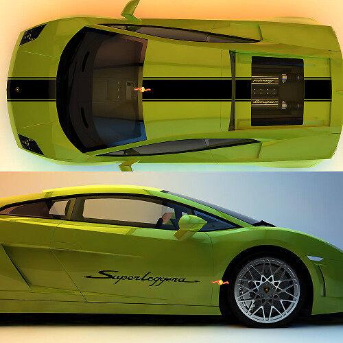 Kit d’autocollants vinyle bandes de course capot toit coffre latéral pour Lamborgini Gallardo SL-2 2003-2013