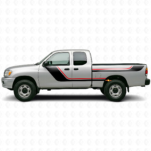 Kit d'autocollants vinyle bandes jumelles pour les portes et côtés arrière pour Toyota Tundra 1999-2006 1