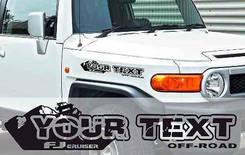 PAIRE Toyota FJ Cruiser capot autocollants en vinyle décalcomanies votre texte
