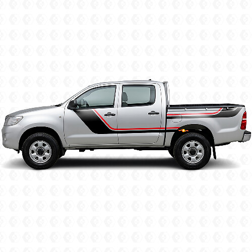 Kit de décalcomanies en vinyle à bandes jumelles pour portes et côtés arrière Toyota Hilux 2004-2015 1