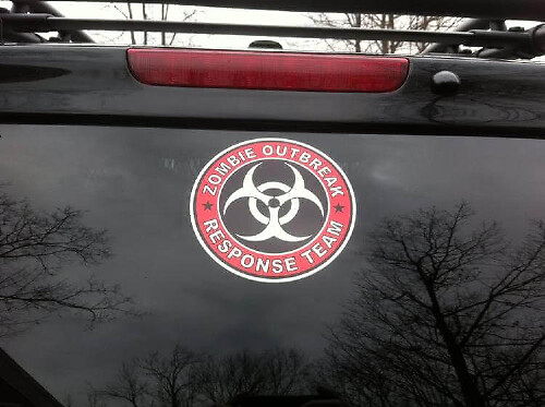 Autocollant Vinyle Logo Danger Biologique Équipe de Réponse à une Épidémie de Zombies