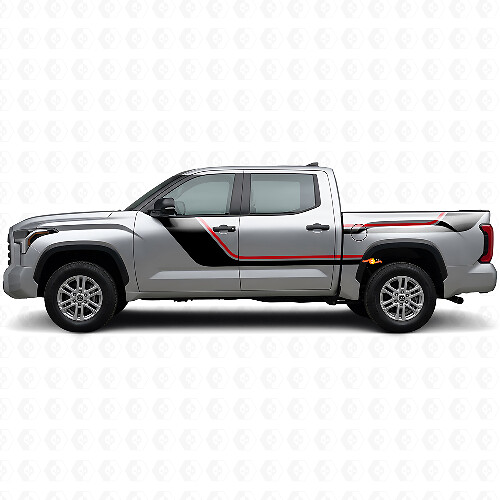 Kit de décalcomanies vinyle rayures jumelles pour portes et côtés arrière pour Toyota Tundra 2022+