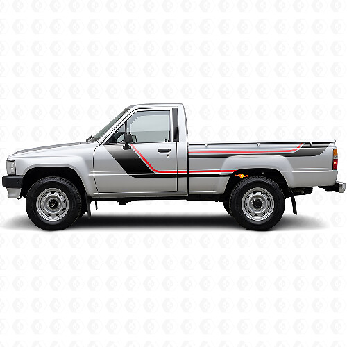 Kit de stickers vinyles bandes jumelles pour porte et côté arrière Toyota Hilux 1983-1988