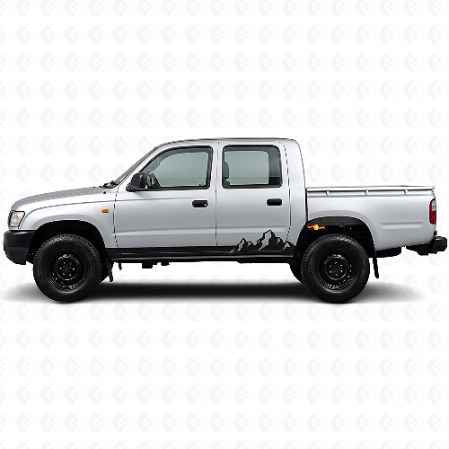 Autocollant en vinyle à fines rayures Montagnes pour bas de caisse Toyota Hilux 1997-2004
