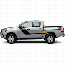 Kit d'autocollants vinyle bandes jumelles pour portes et côtés arrière Toyota Hilux 2015+ 2
