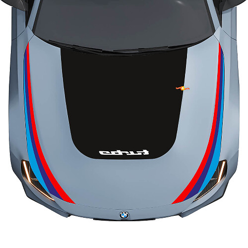 Autocollant Vinyle Capot Noir Turbo et Bandes M Performance pour BMW M2 G87