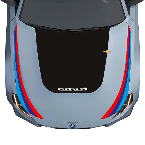 Autocollant Vinyle Capot Noir Turbo et Bandes M Performance pour BMW M2 G87
