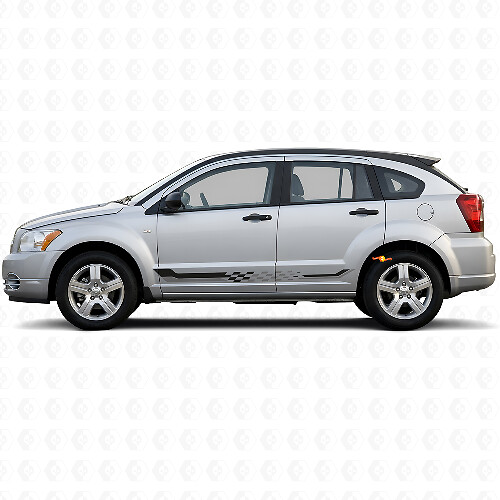 Autocollant en vinyle à rayures latérales à damier pour Dodge Caliber 2007-2012 1