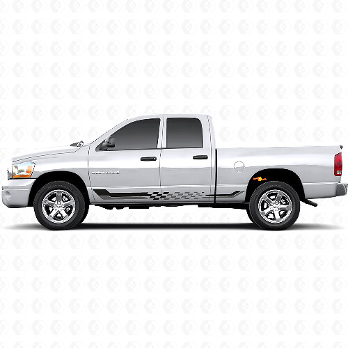 Autocollant en vinyle à rayures latérales à damier pour Dodge Ram 1500 2002-2008