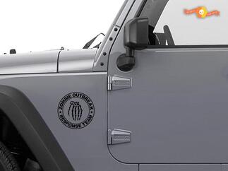 Autocollant Jeep Rubicon Wrangler Zombie Hand Outbreak Response Team Wrangler