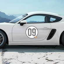 Kit d'autocollants en vinyle numérotés latéraux Design Héritage pour Porsche 718 Cayman 2