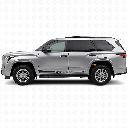 Autocollant en vinyle à rayures latérales à drapeau à damier pour Toyota Sequoia 2022+ 1