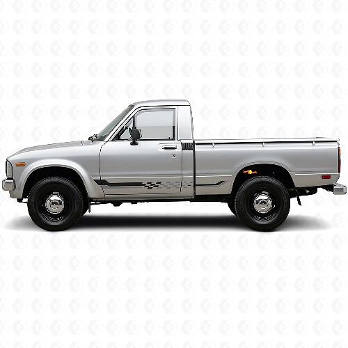 Autocollant en vinyle avec bandes latérales à damier pour Toyota Hilux 1978-1983_1