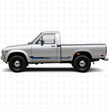 Autocollant en vinyle avec bandes latérales à damier pour Toyota Hilux 1978-1983_2
