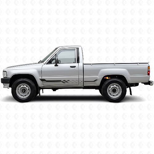 Déco Vinyle Bandes Latérales Drapeau à Damier pour Toyota Hilux 1983-1988_1