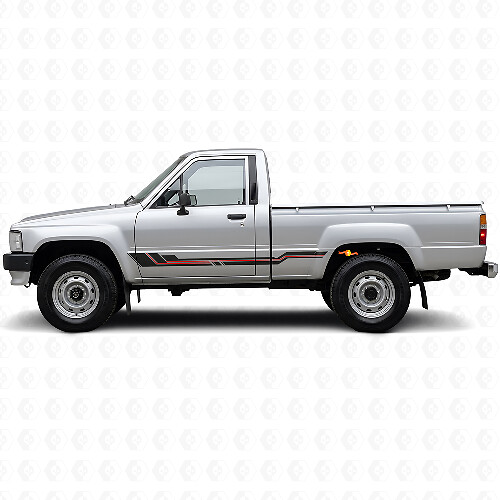 Autocollant en vinyle avec bandes courbes pour panneau latéral pour Toyota Hilux 1983-1988_1