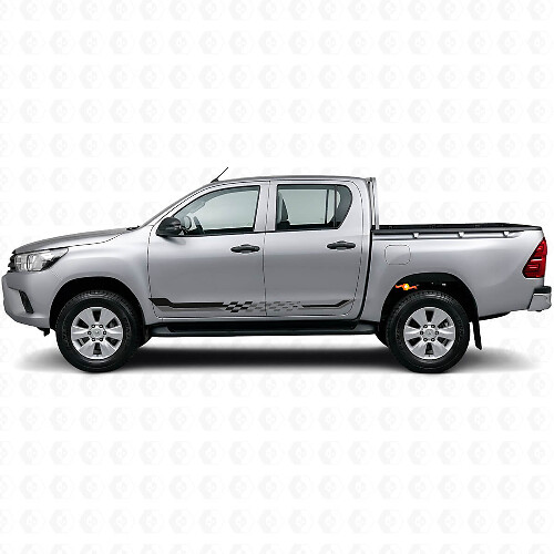 Autocollant en vinyle à rayures latérales à damier pour Toyota Hilux 2015+_1