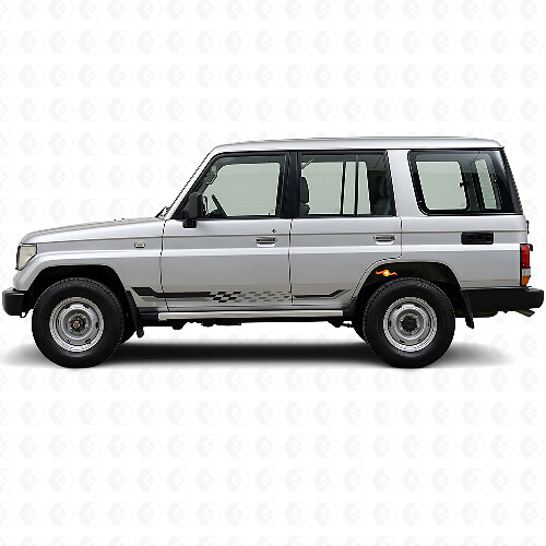 Autocollant en vinyle à rayures latérales à damier pour Toyota Land Cruiser Prado 1990-1996_1