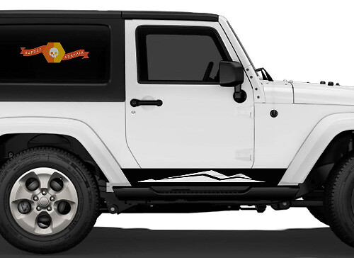 Kit d'autocollants vinyle bandes latérales de montagne pour Jeep Wrangler