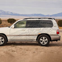 Autocollant Vinyle à Bandes Latérales de Style Topographique pour Toyota Land Cruiser 100 2