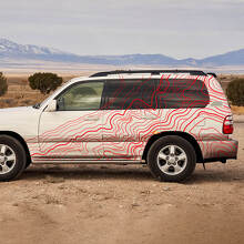 Autocollant Vinyle à Bandes Latérales de Style Topographique pour Toyota Land Cruiser 100 3