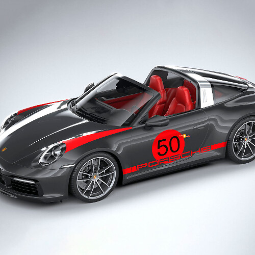 Décalque en vinyle à bandes latérales Style Héritage pour Porsche 911 Targa 4S_1