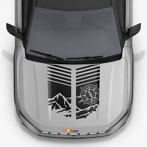 Autocollant Vinyle Bandes Capot Style Montagne pour Jeep Compass 2026